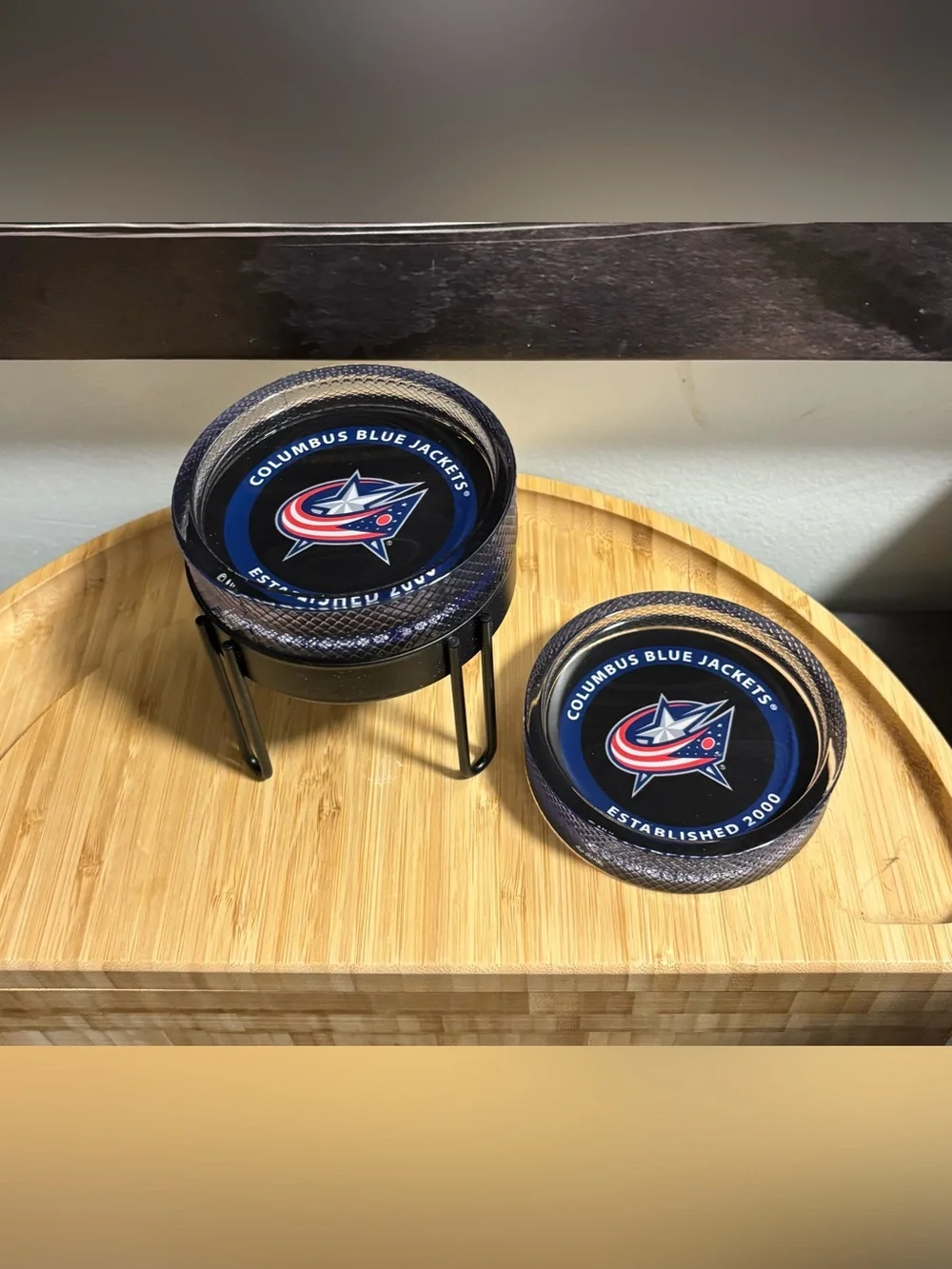 NHL Columbus Blue Jackets Round Tray in Navy, Black & Red